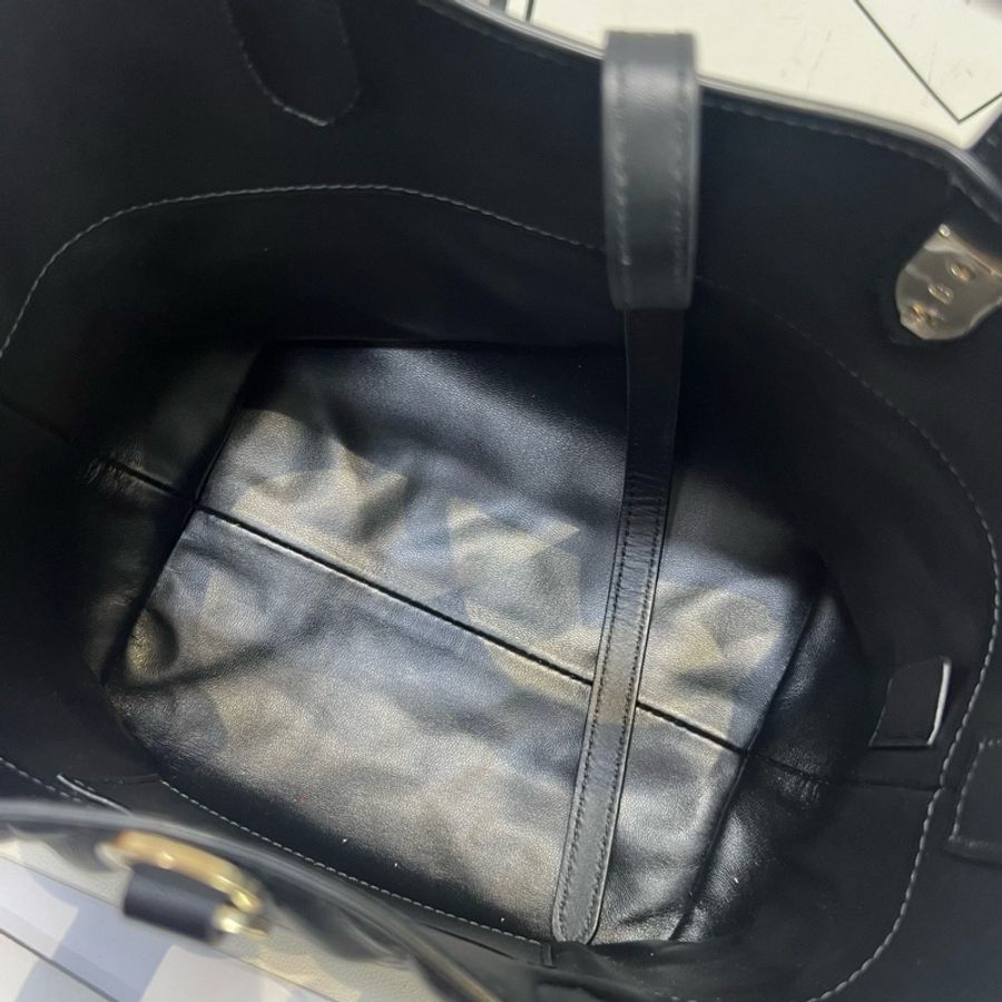 Dior迪奧Toujours系列竪版土著小號 黑金藤格紋牛皮手提包單肩包 斜挎包 金扣-7