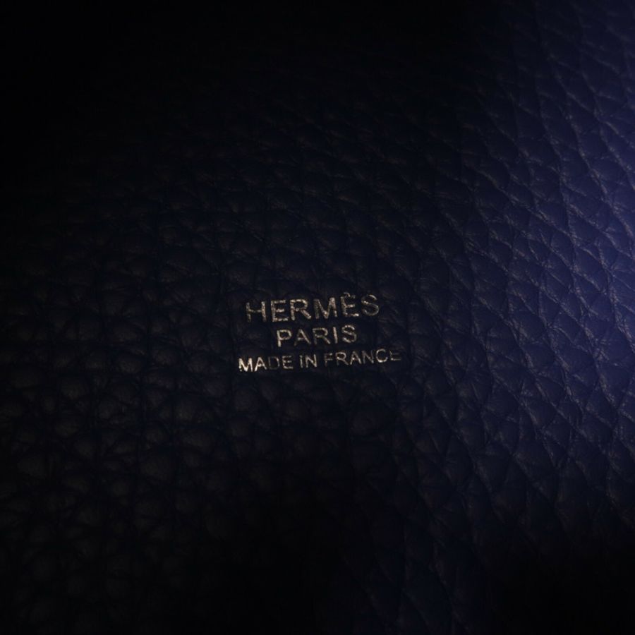 HERMES Clemence皮革Picotin MM手挽袋Bleu Nuit/Bleu France-5