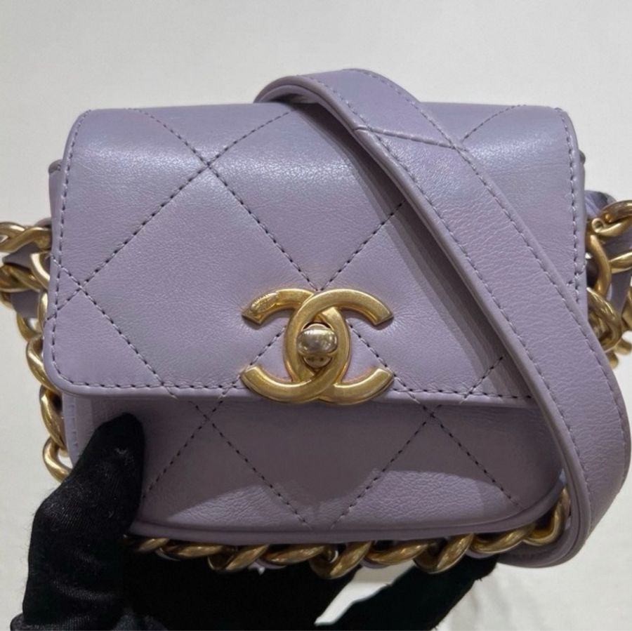 (閒置近新)CHANEL Mini Flap Bag with Chunky Chain 斜揹包-7