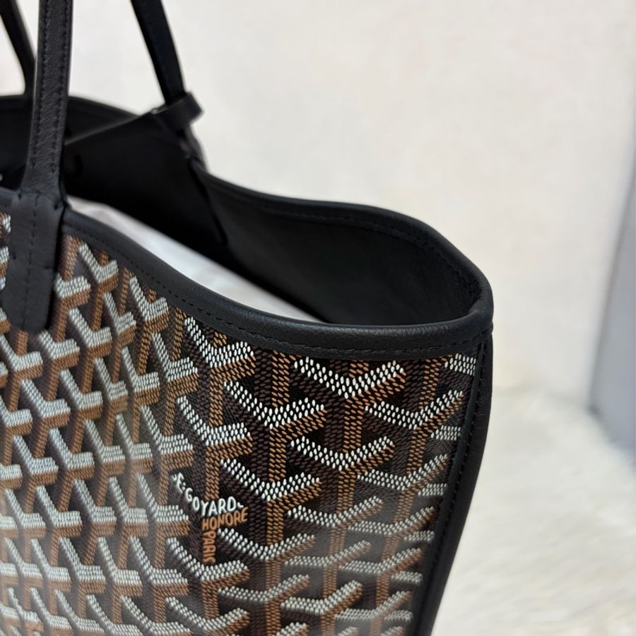 GOYARD Anjou Bag 黑皮 防水 logo 肩背包 托特包 PM-17