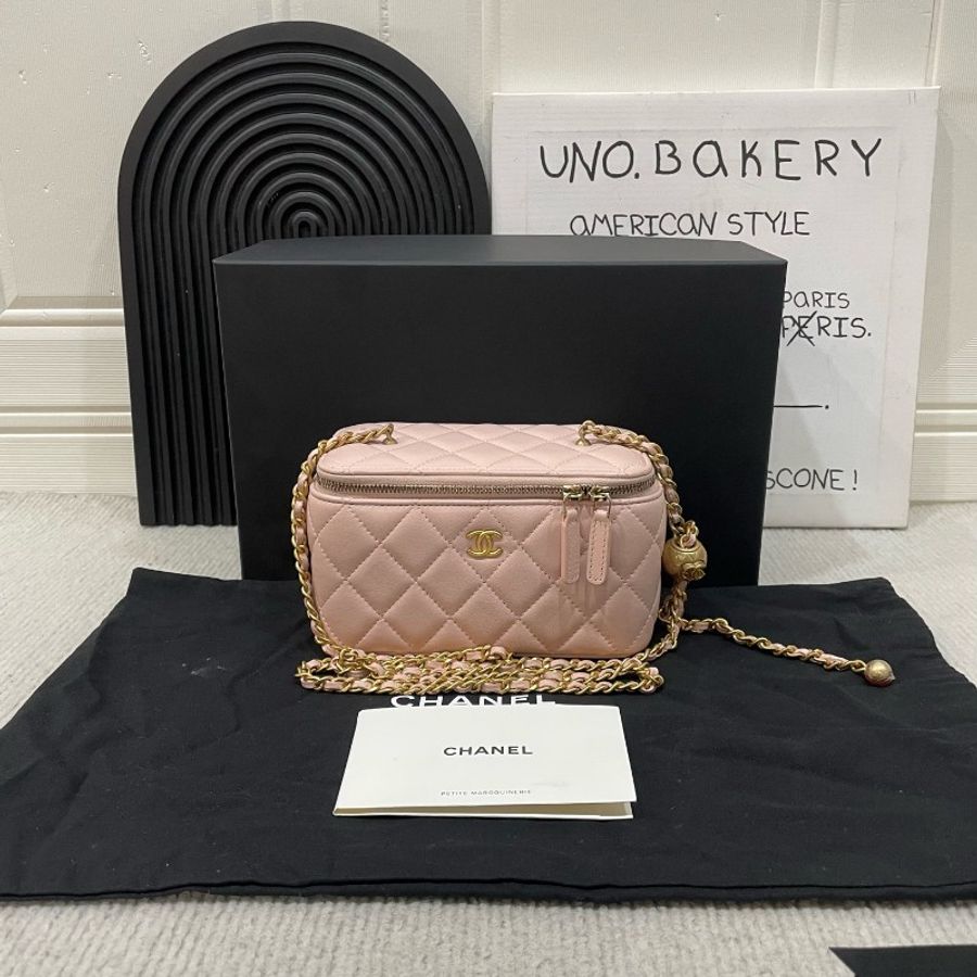 CHANEL 粉色金球長盒子包 晶片款-0