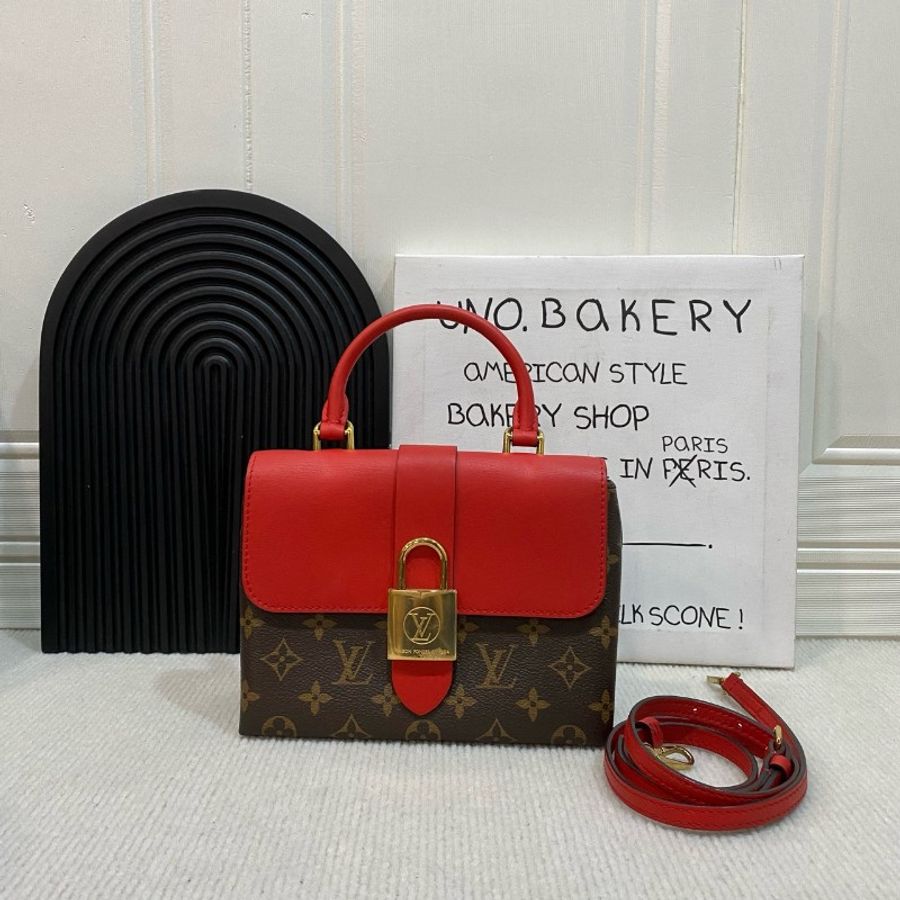 Louis Vuitton lockbb老花拼紅色鎖頭包-0