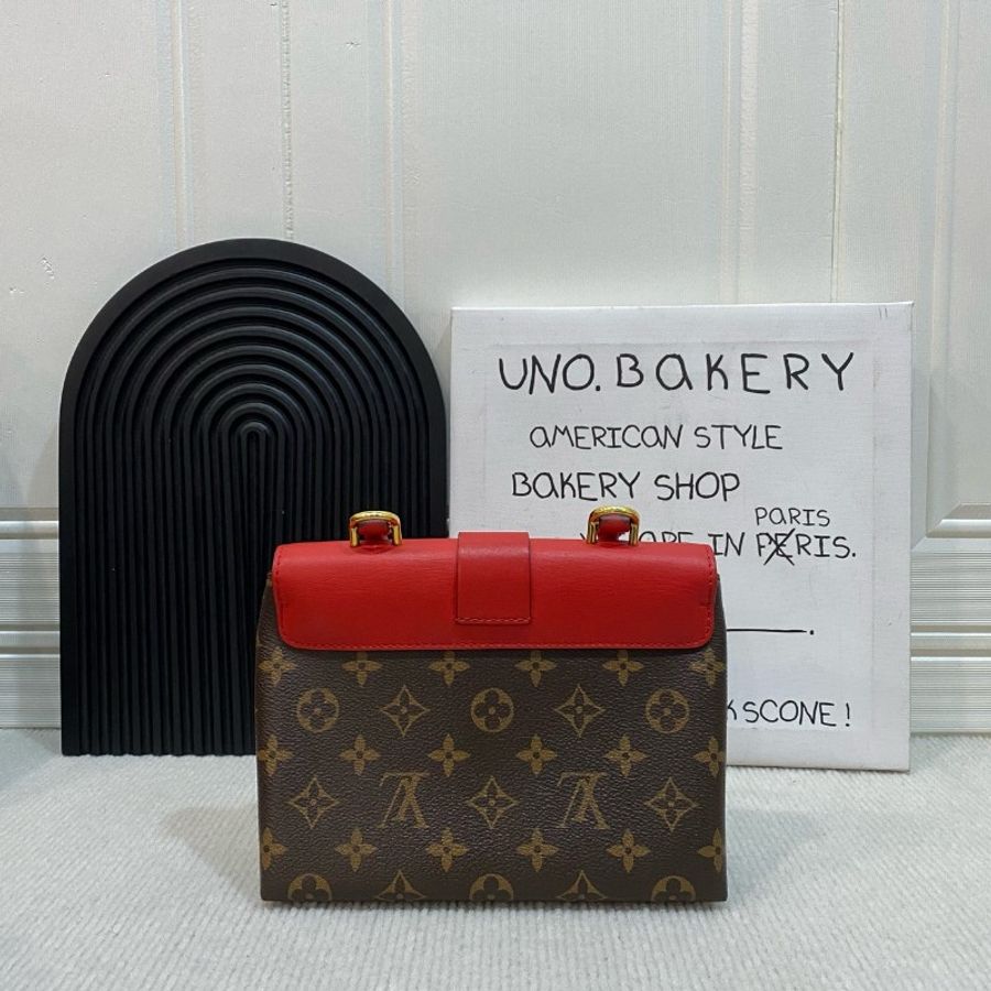 Louis Vuitton lockbb老花拼紅色鎖頭包-1