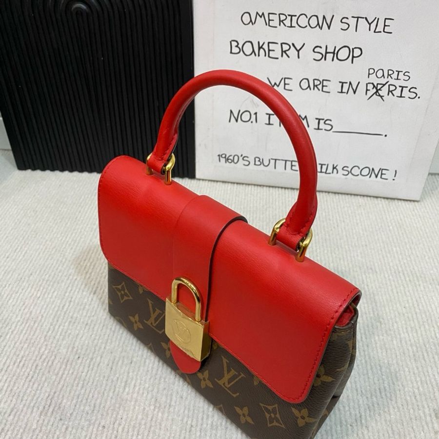 Louis Vuitton lockbb老花拼紅色鎖頭包-5