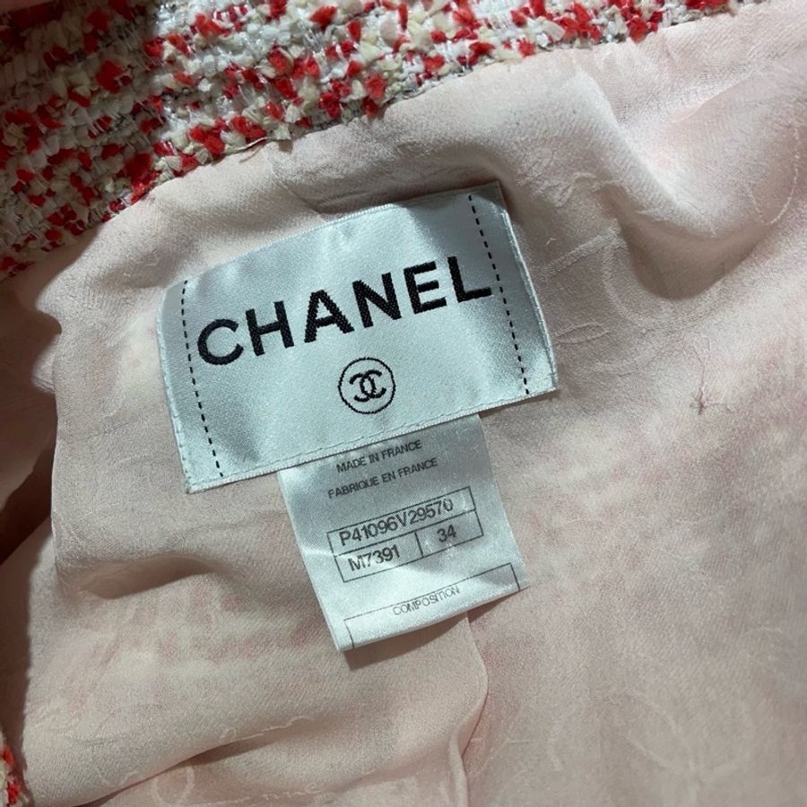 CHANEL Vintage 經典 粗花呢外套|粉白紅配色-4