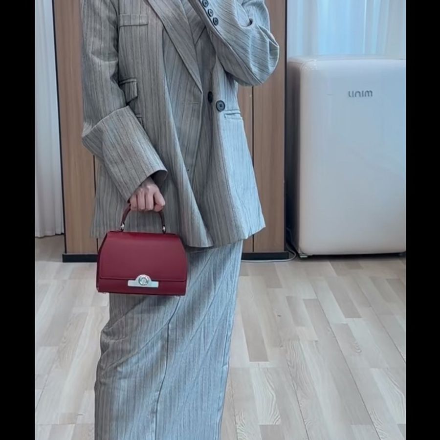 Moynat rejane bb 紅色 銀扣-6