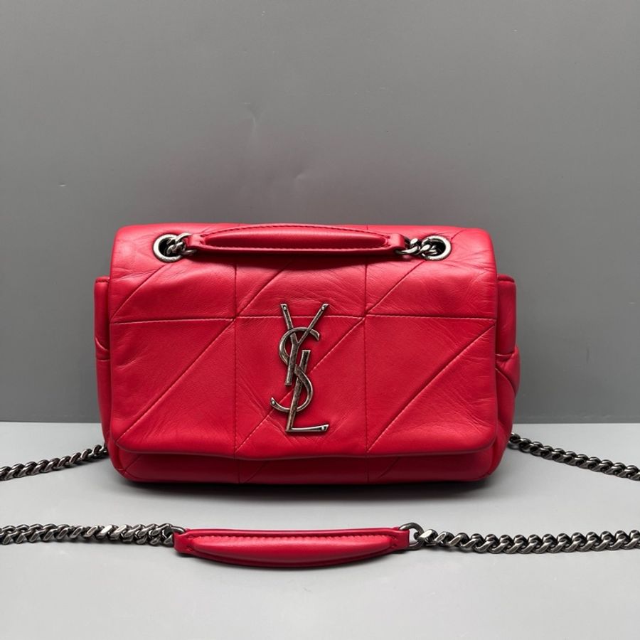 YSL 97新 紅色格紋Jamie鏈條包-0