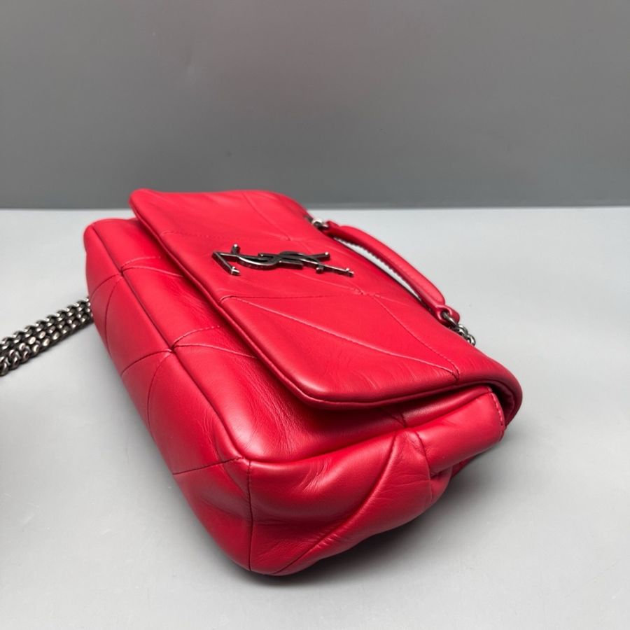 YSL 97新 紅色格紋Jamie鏈條包-4