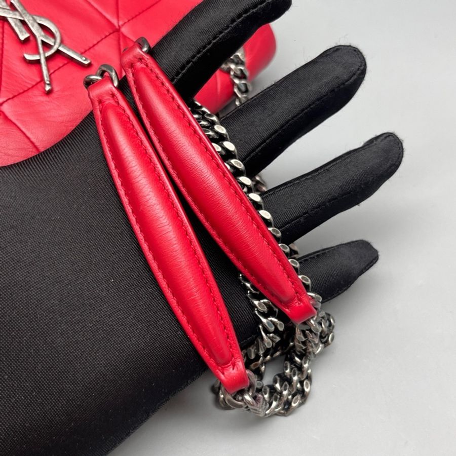 YSL 97新 紅色格紋Jamie鏈條包-5
