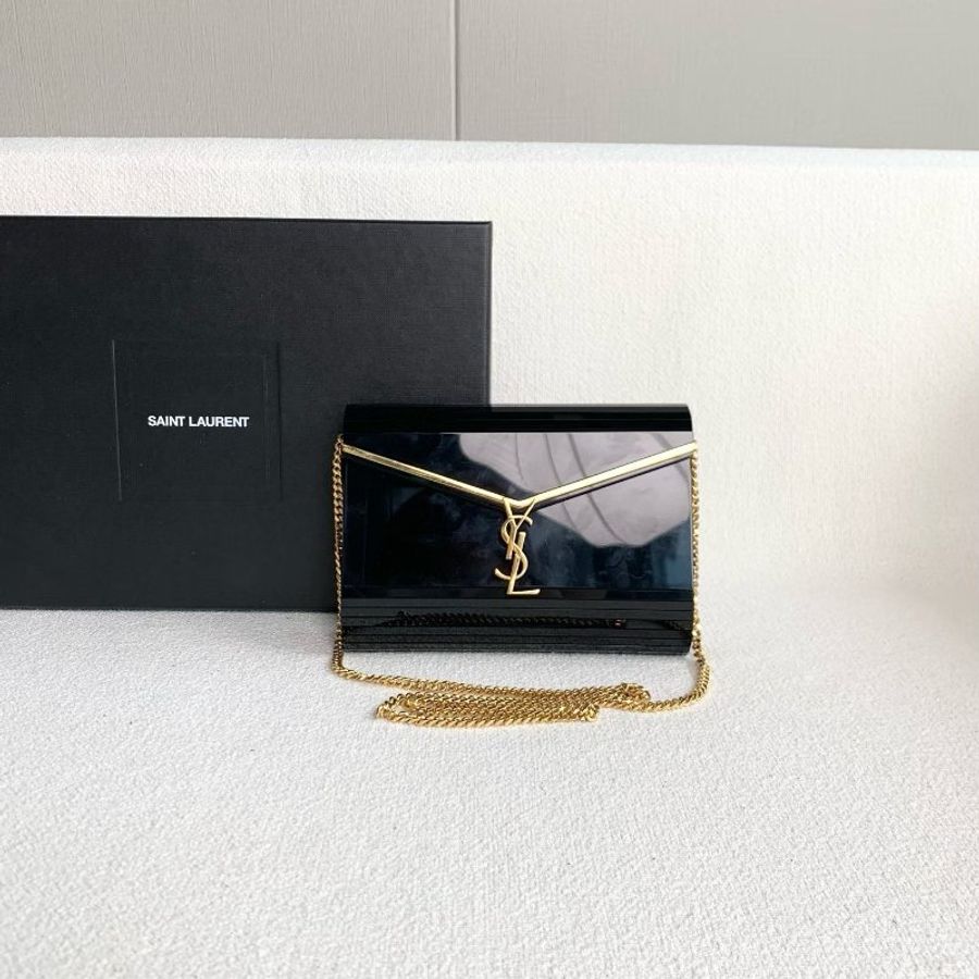 Ysl 信封woc手拿包鏈條包黑色金扣 18*13*4 98新配件鏈條 盒子 塵袋-2