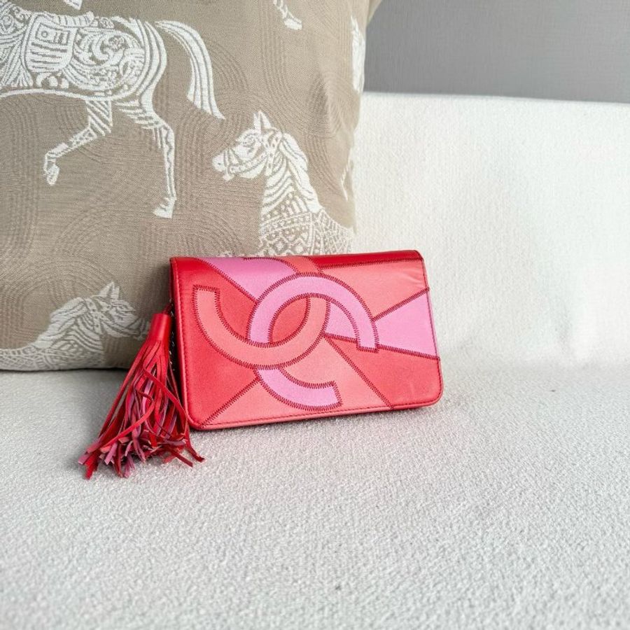 Chanel 拼色流蘇woc鏈條包 19*12*2.5 98新配件塵袋-3