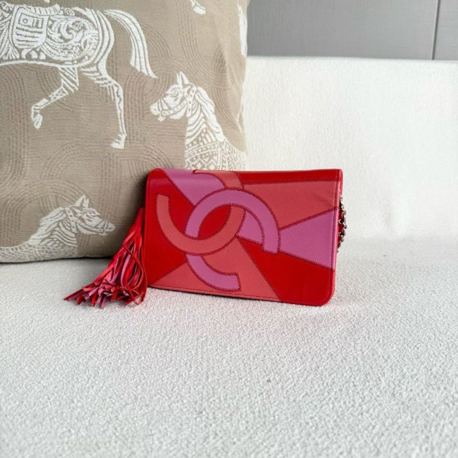 Chanel 拼色流蘇woc鏈條包 19*12*2.5 98新配件塵袋-5