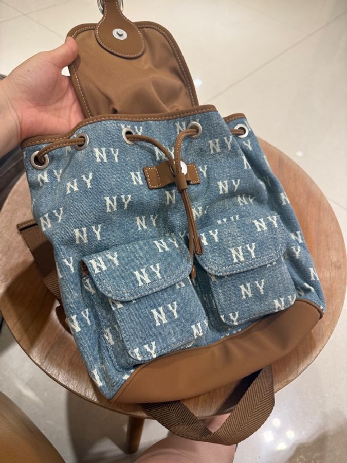 MLB 後背包 NY 藍白色 老花 全新品-3