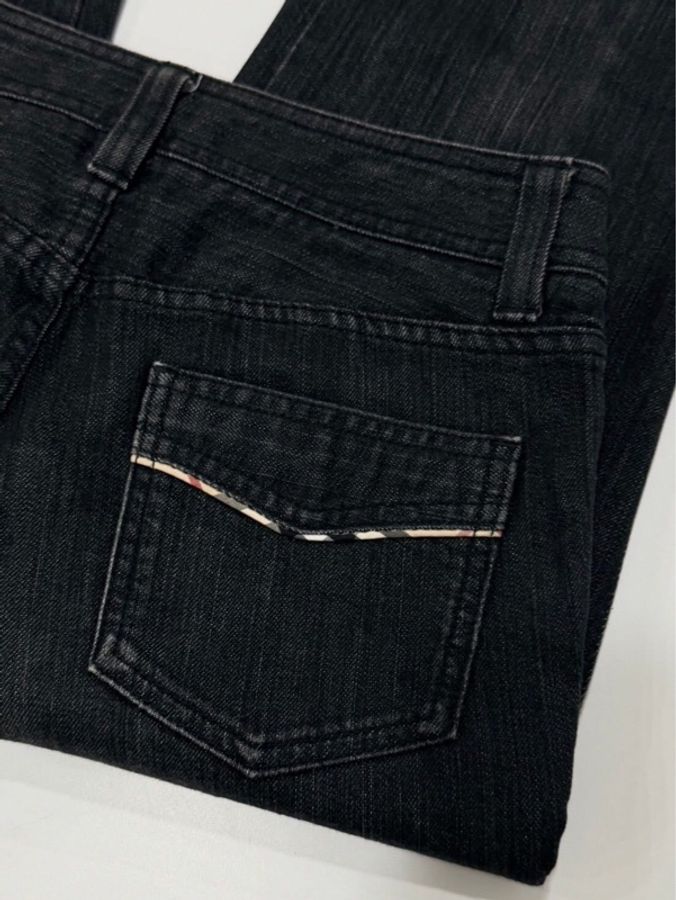 BURBERRY 倫敦 格紋滾邊牛仔8/9分褲-3