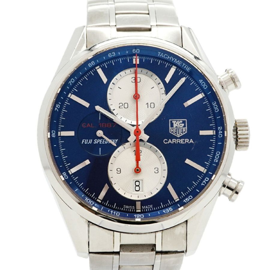 TAG Heuer Carrera 日本限量版富士賽道 CAR211B 藍色錶盤男士腕錶-0