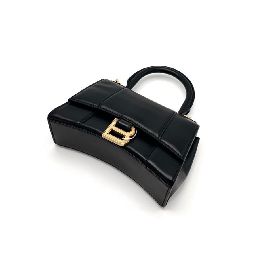 BALENCIAGA 黑金牛皮 沙漏xs手提肩背斜背包 19*12*7.5 9新 配件盒子塵袋-4