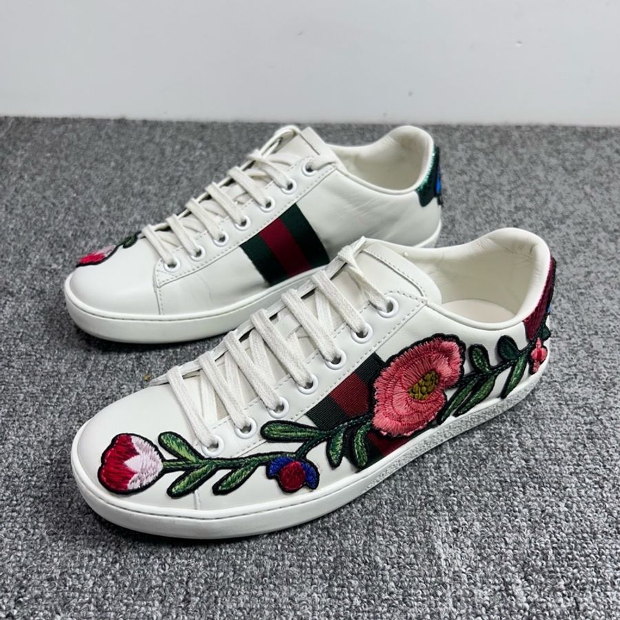 Gucci古馳 花卉 ace休閒板鞋 小白鞋/36碼 /98新-0
