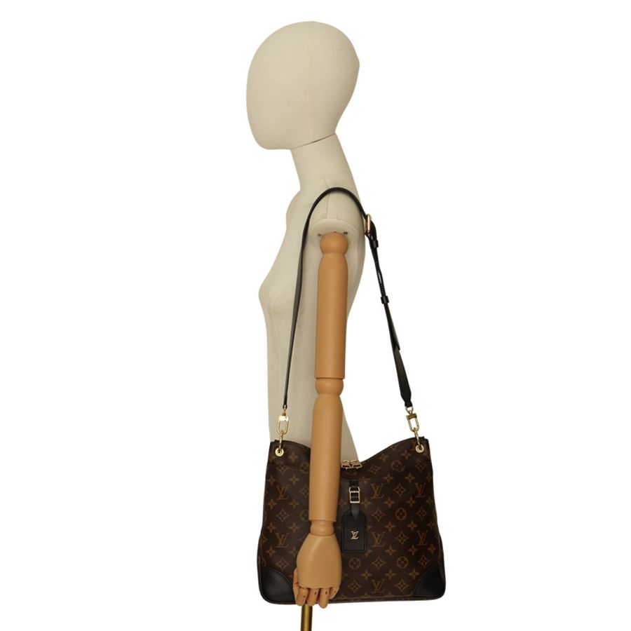 棕色 原花帆布 黑色 牛皮 Odeon MM 肩背包【LOUIS VUITTON LV 路易威登】 M45352-5