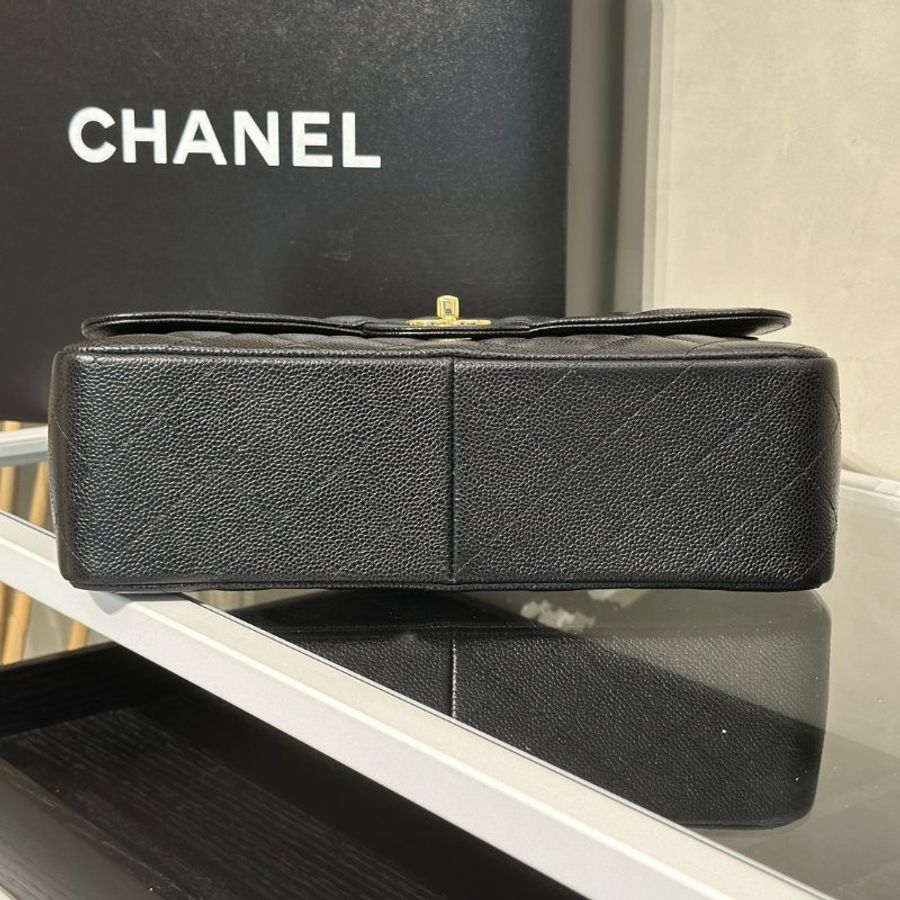 CHANEL 經典口蓋包Jumbo CF30 - 粒面牛皮黑金23開-5