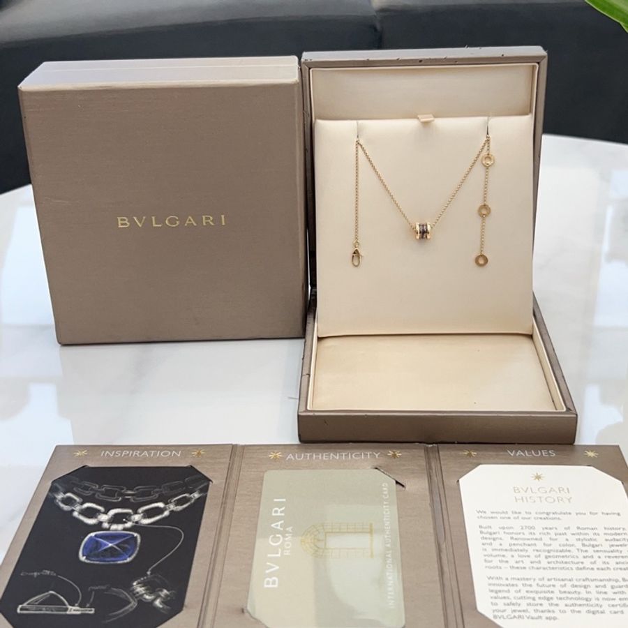 24年全套有購證!BVLGARI 寶格麗 玫瑰金 B.ZERO1彈簧鈦陶瓷 項鏈-0
