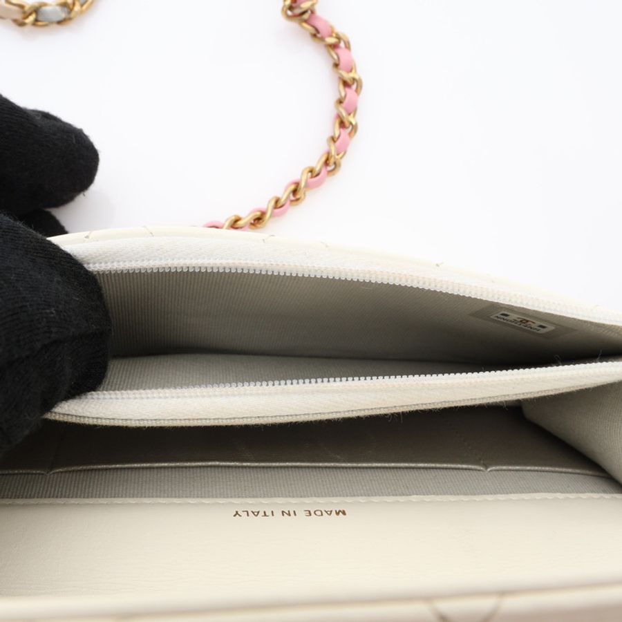 白色 菱格紋羊皮 Top Handle Flap 两用包【CHANEL 香奈兒】-3
