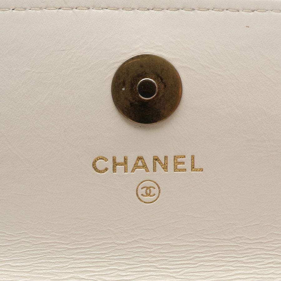 白色 菱格紋羊皮 Top Handle Flap 两用包【CHANEL 香奈兒】-4