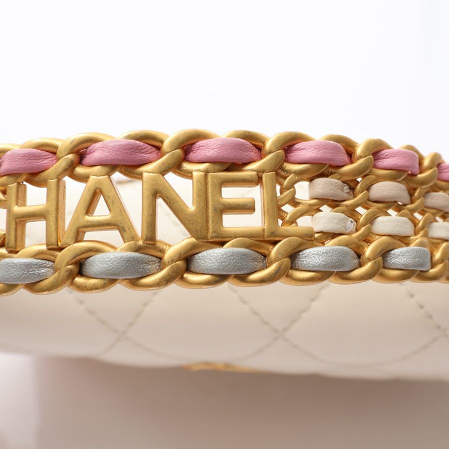 白色 菱格紋羊皮 Top Handle Flap 两用包【CHANEL 香奈兒】-13