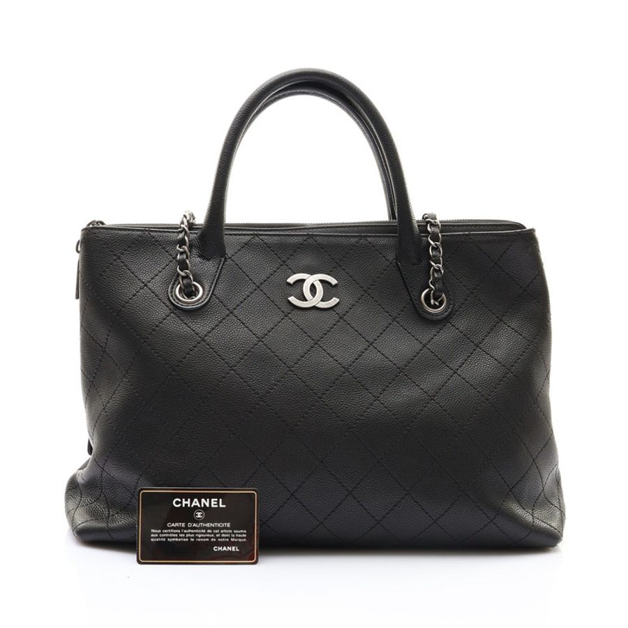 黑色 菱格紋牛皮 Urban Shopping Tote 肩背包【CHANEL 香奈兒】 A94849-11