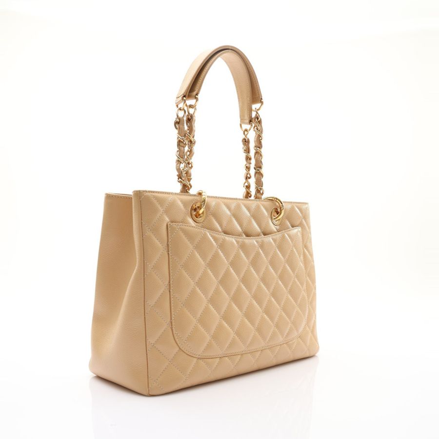 淺棕色 荔枝紋牛皮 GST 肩背包【CHANEL 香奈兒】 A50995-1