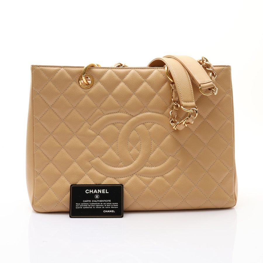 淺棕色 荔枝紋牛皮 GST 肩背包【CHANEL 香奈兒】 A50995-8