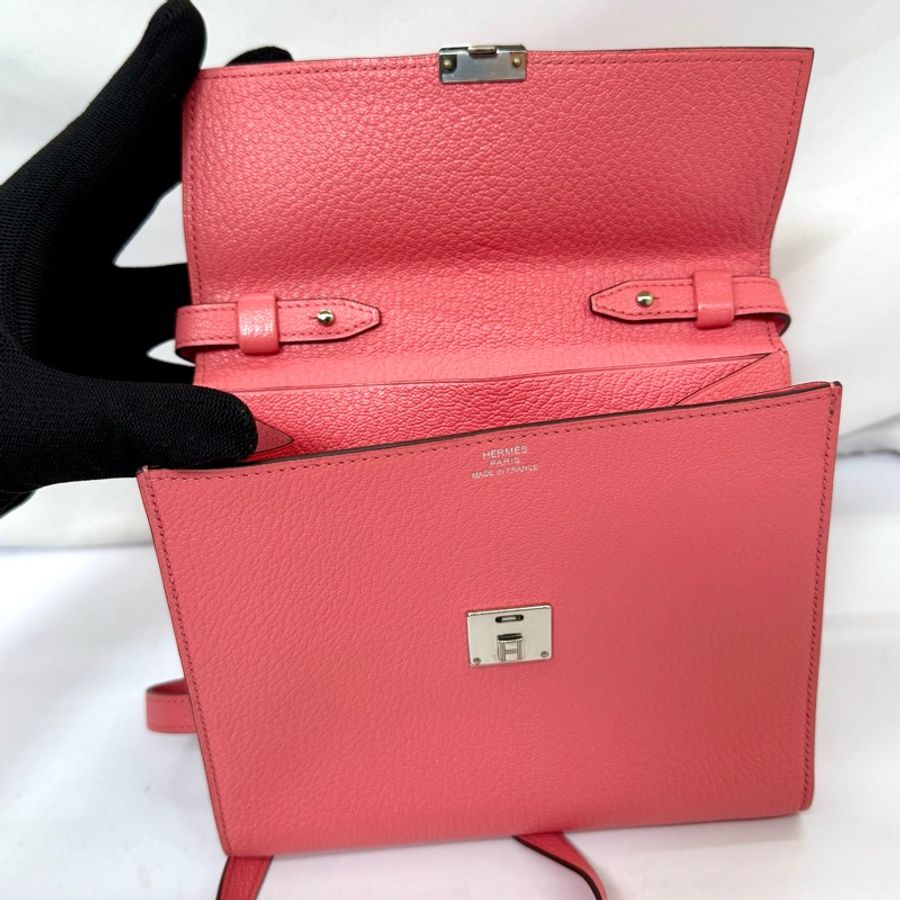 Hermès 愛馬仕 Clic 16 H釦山羊皮 WOC 錢包 玫瑰粉 D刻印-4