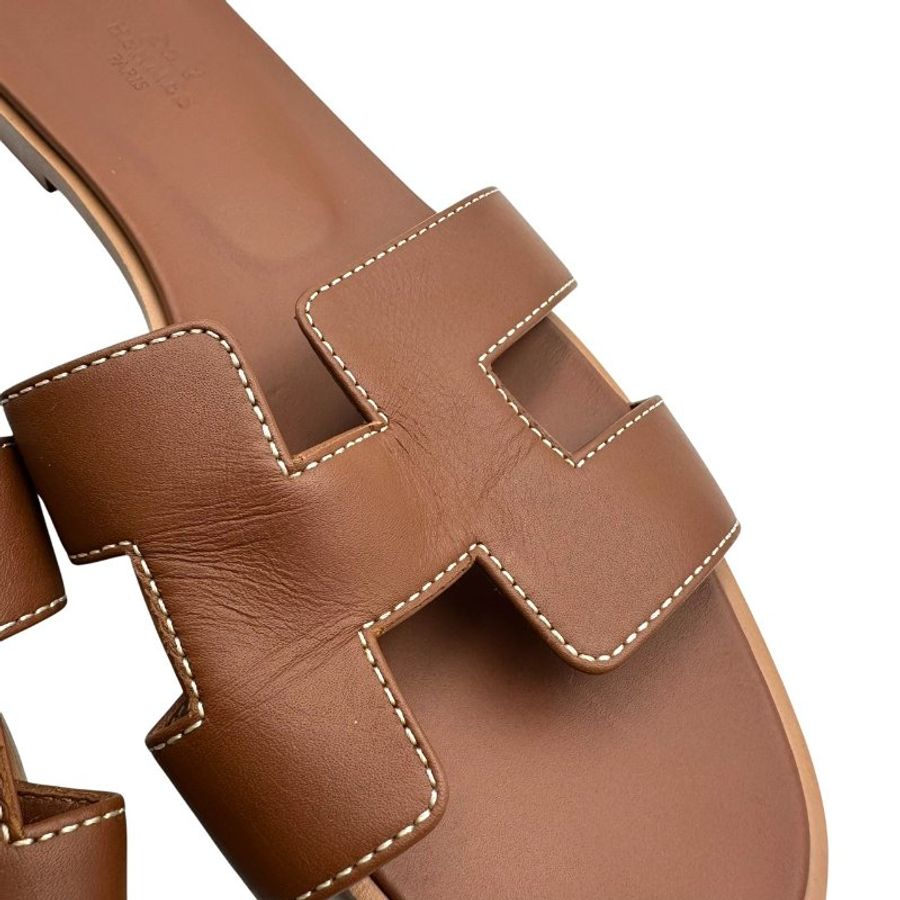 【美收精品】HERMES 棕色經典平底拖鞋 C-633【隔月月中將轉賣至日本 上架期限30天】-4
