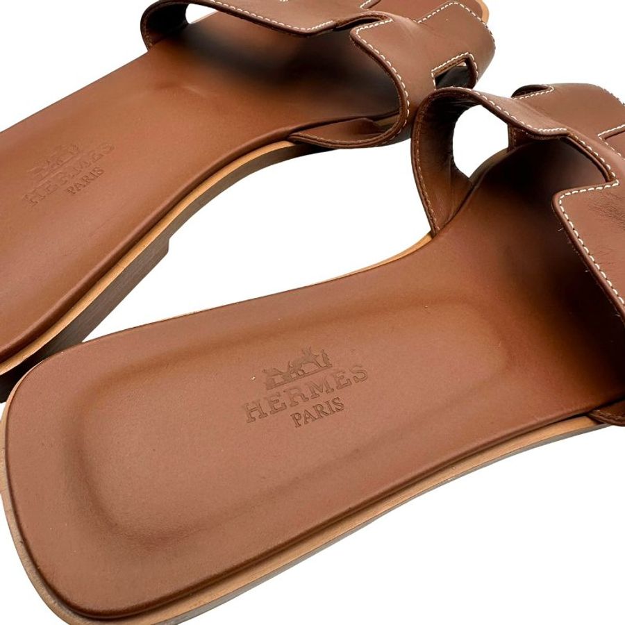 【美收精品】HERMES 棕色經典平底拖鞋 C-633【隔月月中將轉賣至日本 上架期限30天】-5