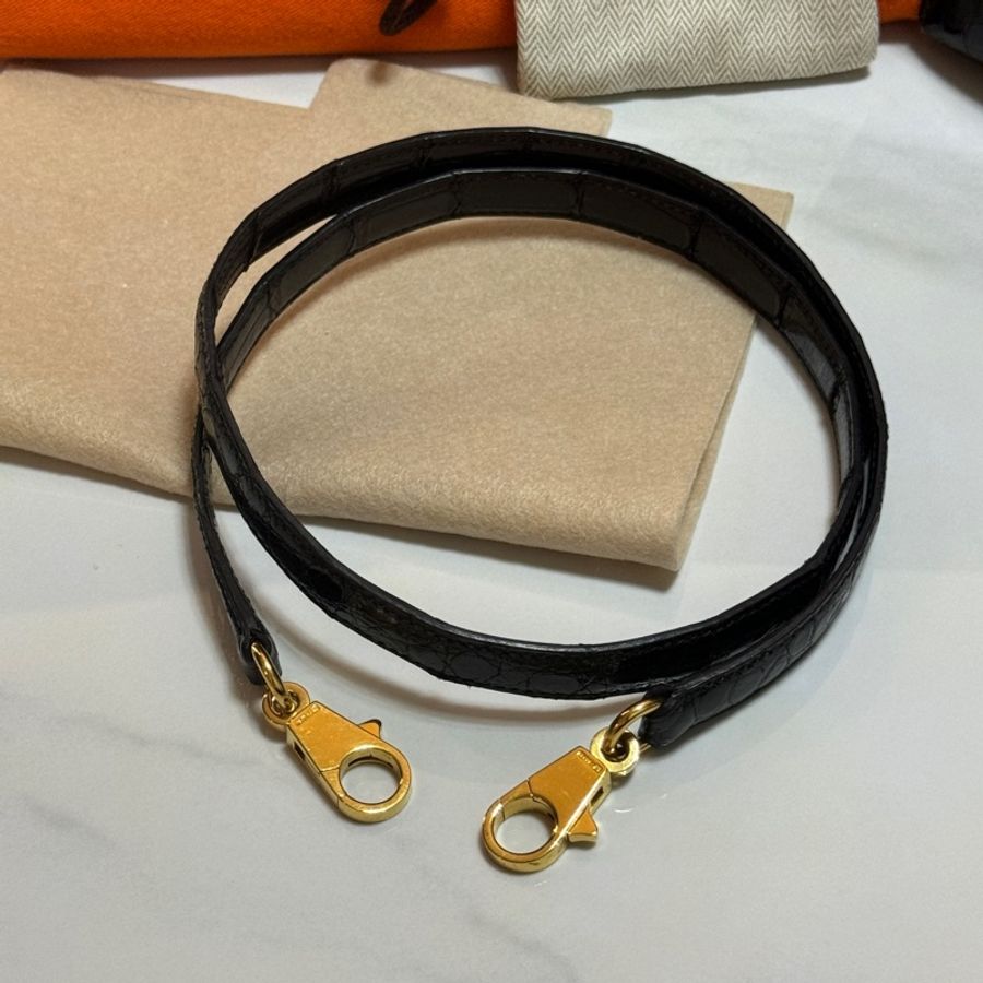 (真鱷魚皮🐊)Hermes Kelly 32 黑金 方塊鱷魚皮 全配🎁-26