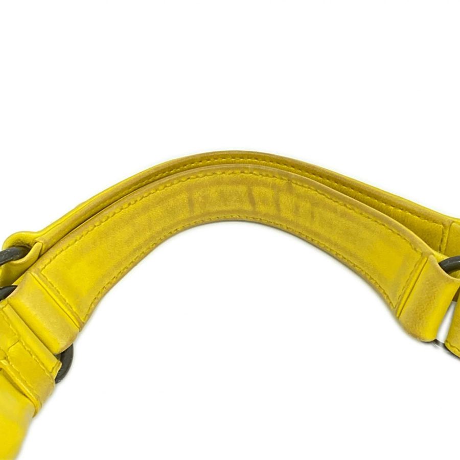 ☆ Bottega Veneta 寶緹嘉 Yellow Lambskin Campana Shoulder Bag 黃色小羊皮肩背包-267009561-13
