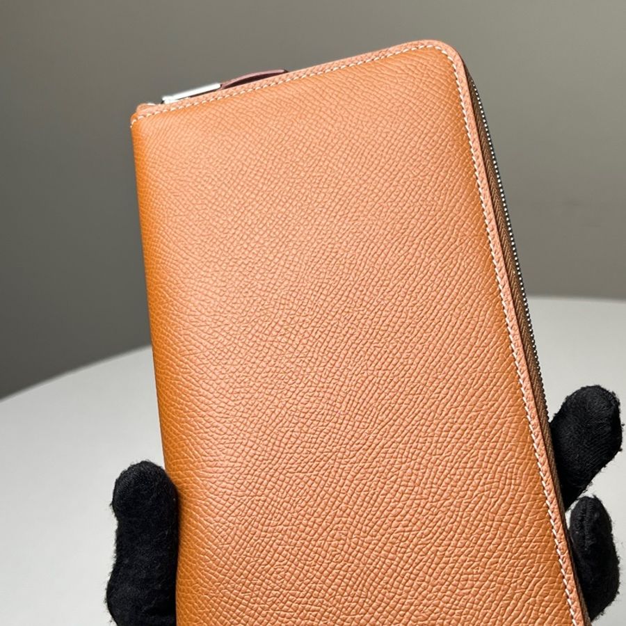 愛馬仕 Hermes Silk'In B刻 金棕絲巾長夾-25