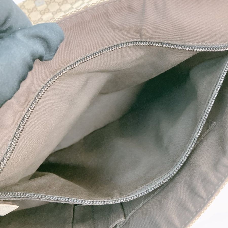 MS0745 Gucci 古馳 斜背包 經典老花紋 帆布包 米白色 銀扣 Shoulder Bag GG Canvas 30CM Beige x PHW-25