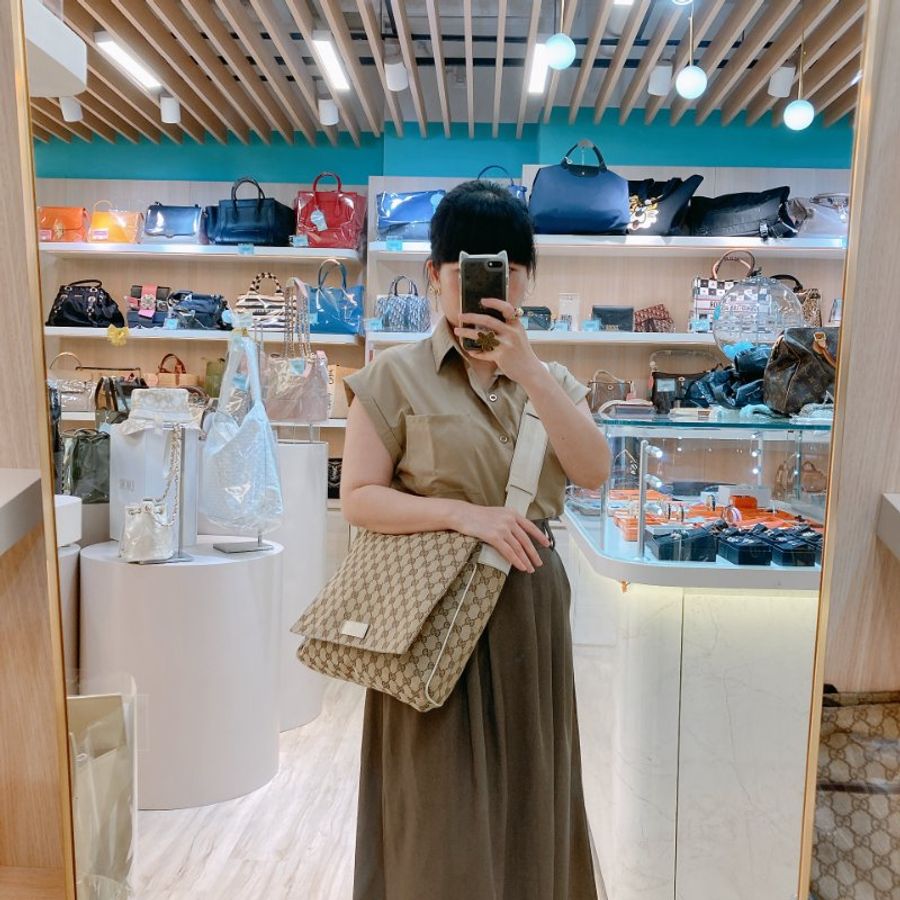 MS0745 Gucci 古馳 斜背包 經典老花紋 帆布包 米白色 銀扣 Shoulder Bag GG Canvas 30CM Beige x PHW-33