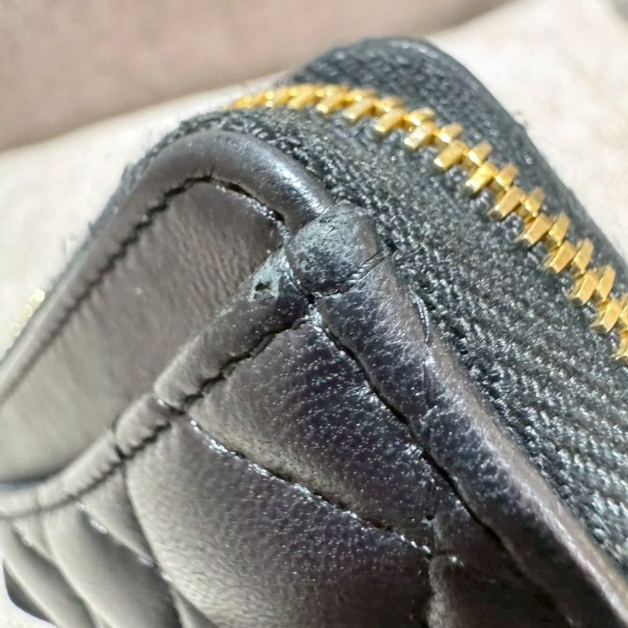 CHANEL 經典黑金羊皮拉鍊零錢包-9
