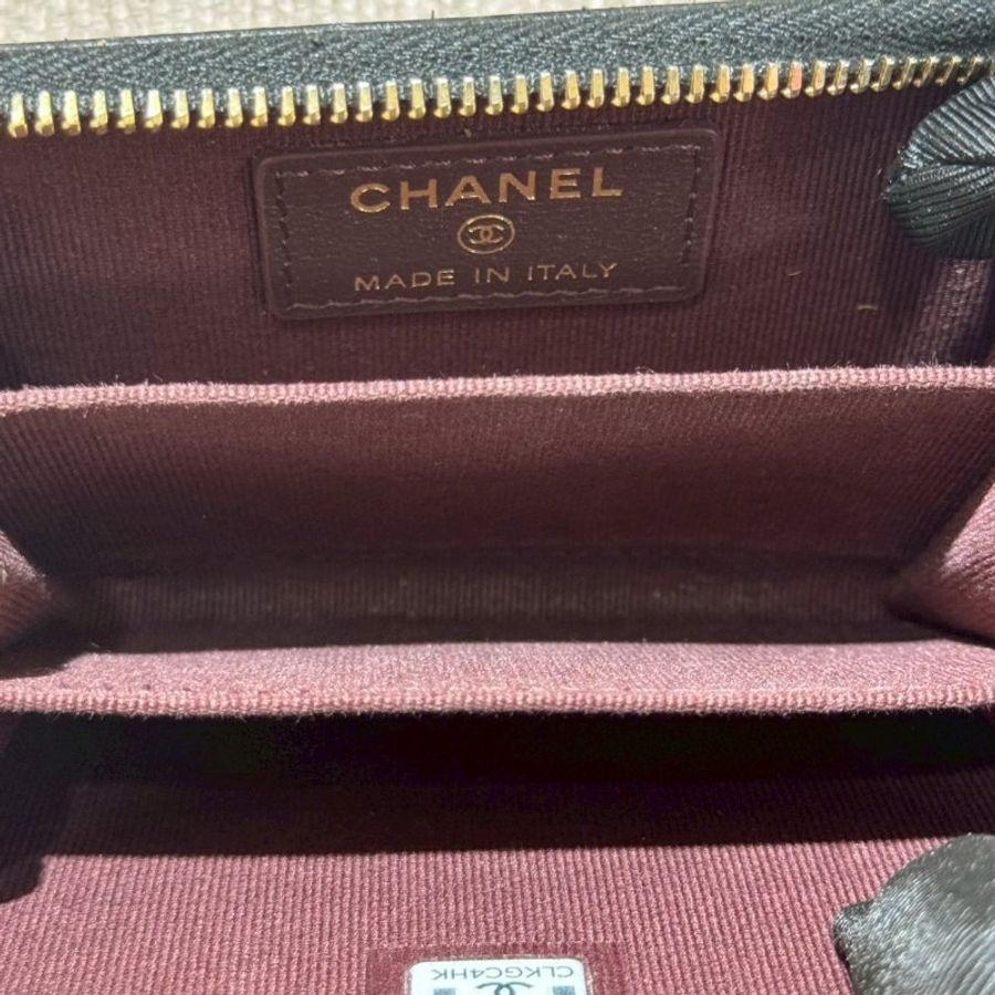 CHANEL 經典黑金羊皮拉鍊零錢包-15
