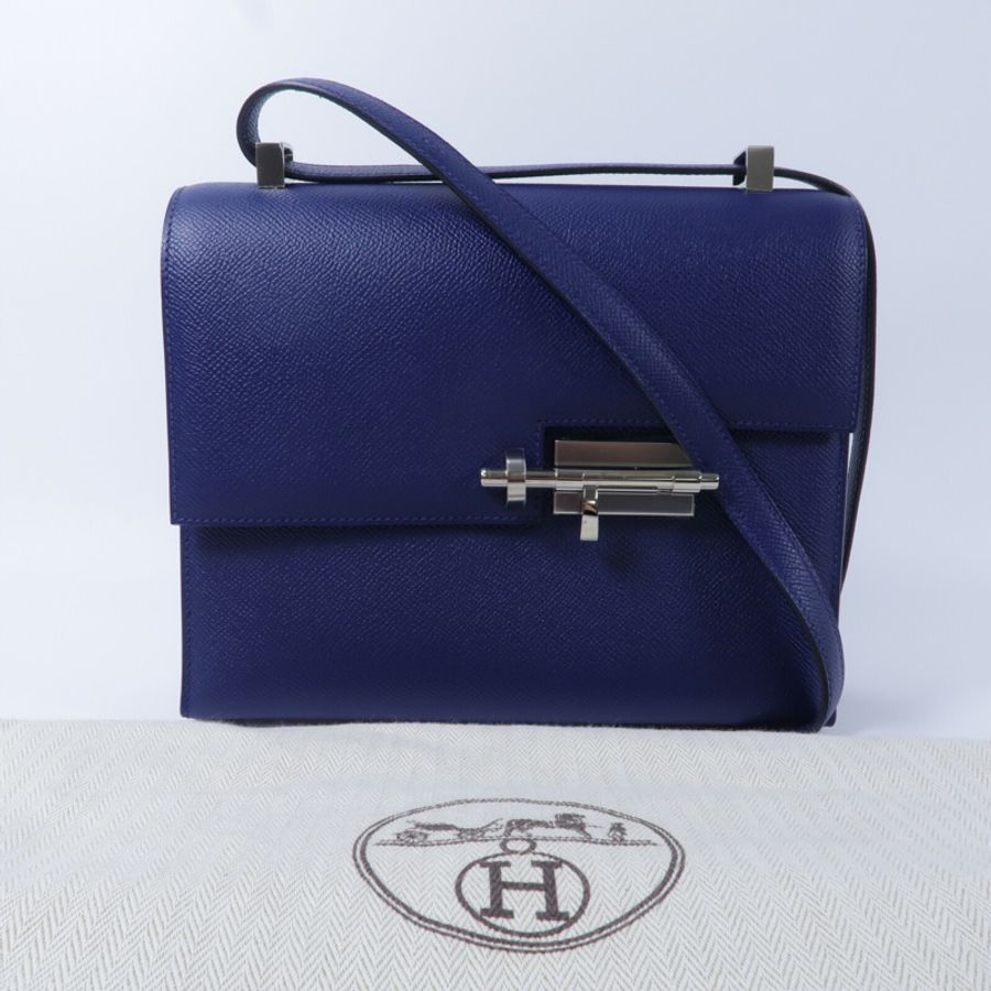 HERMES Epsom皮革Verrou 23肩背袋Bleu Saphir-9