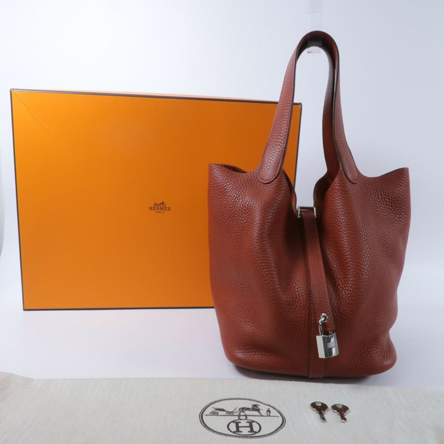 HERMES Clemence皮革Picotin MM手挽袋Sienne-9