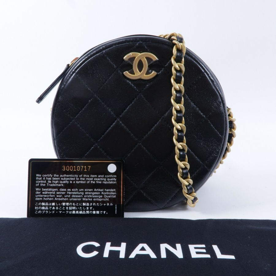 CHANEL 牛皮皮革Round Chain Shoulder Bag鏈帶肩背袋-10