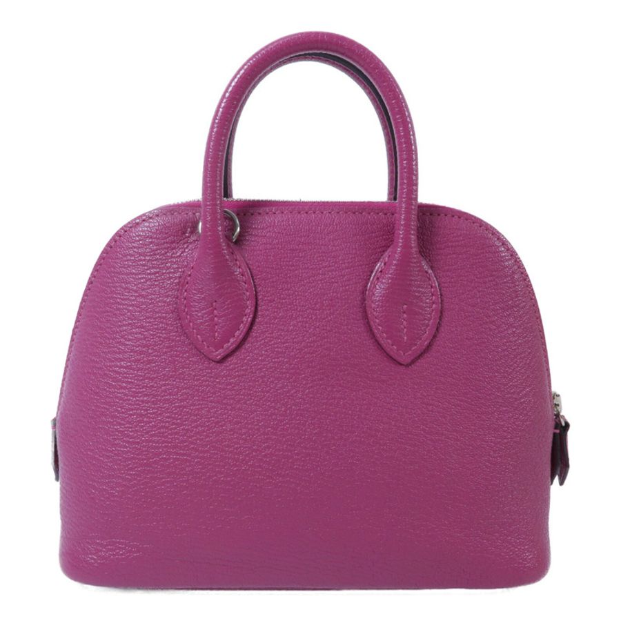 HERMES Chevre皮革Mini Bolide手挽肩背兩用袋Rose Purple-1