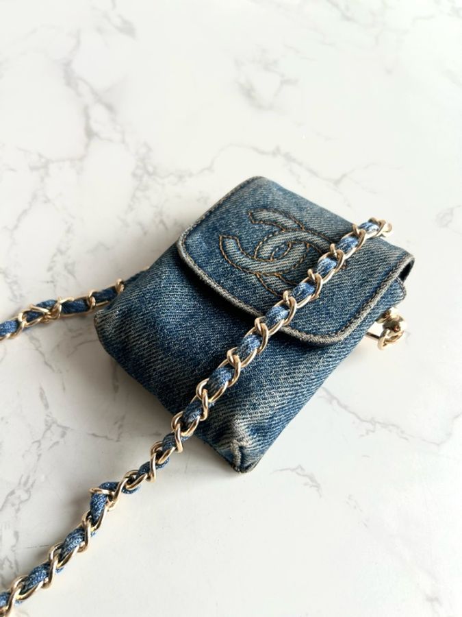 Chanel 牛仔布藍色斜背包 中古包 單肩包 側背包 二手包 古董包-2