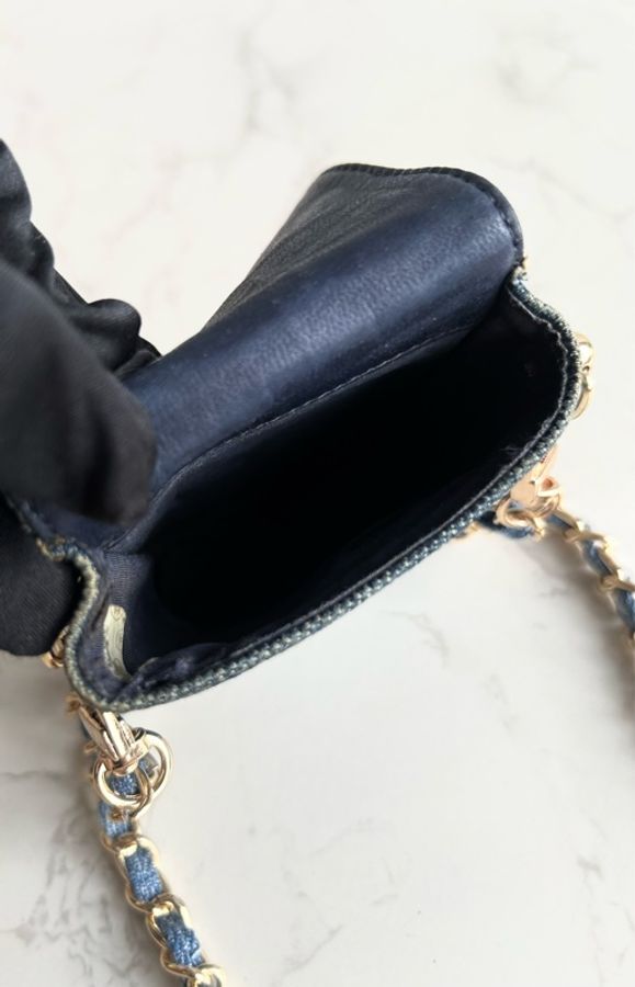 Chanel 牛仔布藍色斜背包 中古包 單肩包 側背包 二手包 古董包-9