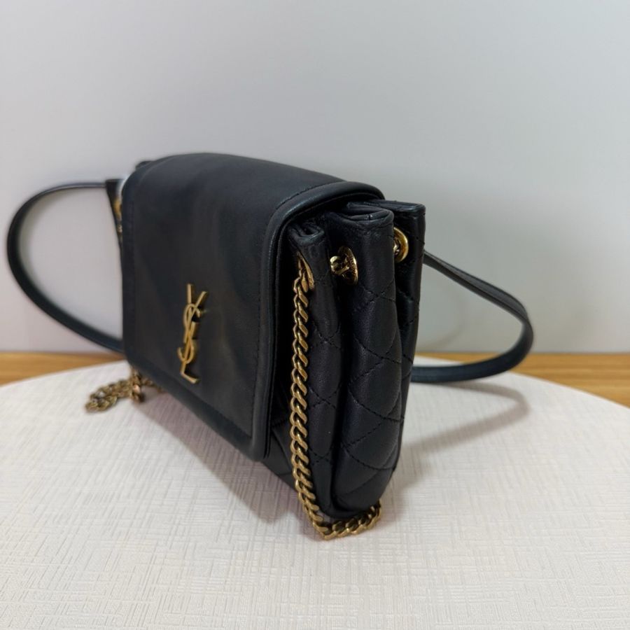 YSL聖羅蘭/Saint laurent NOLITA系列mini黑金羊皮單肩包斜挎包-1