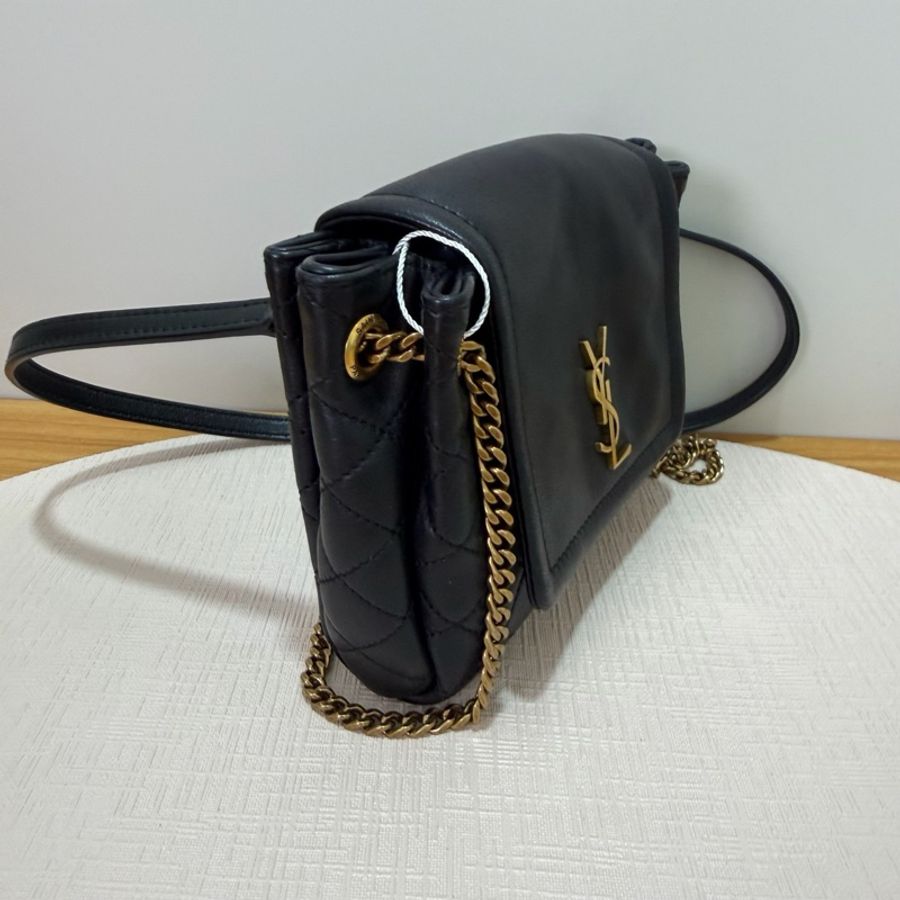 YSL聖羅蘭/Saint laurent NOLITA系列mini黑金羊皮單肩包斜挎包-2