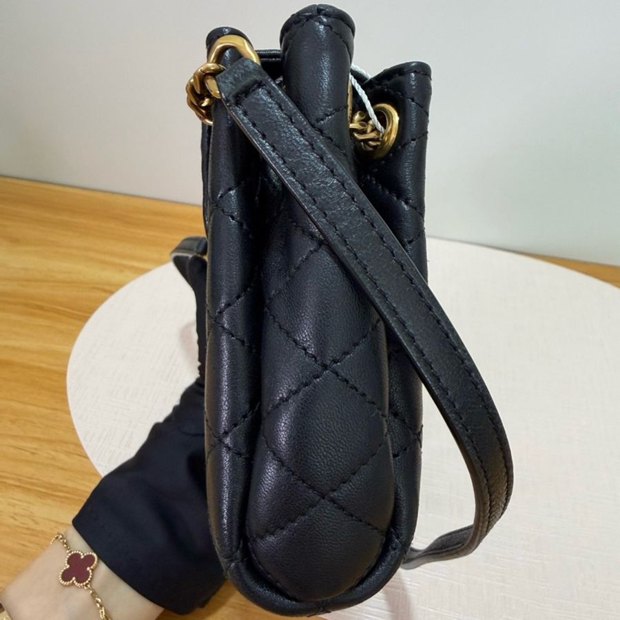 YSL聖羅蘭/Saint laurent NOLITA系列mini黑金羊皮單肩包斜挎包-7