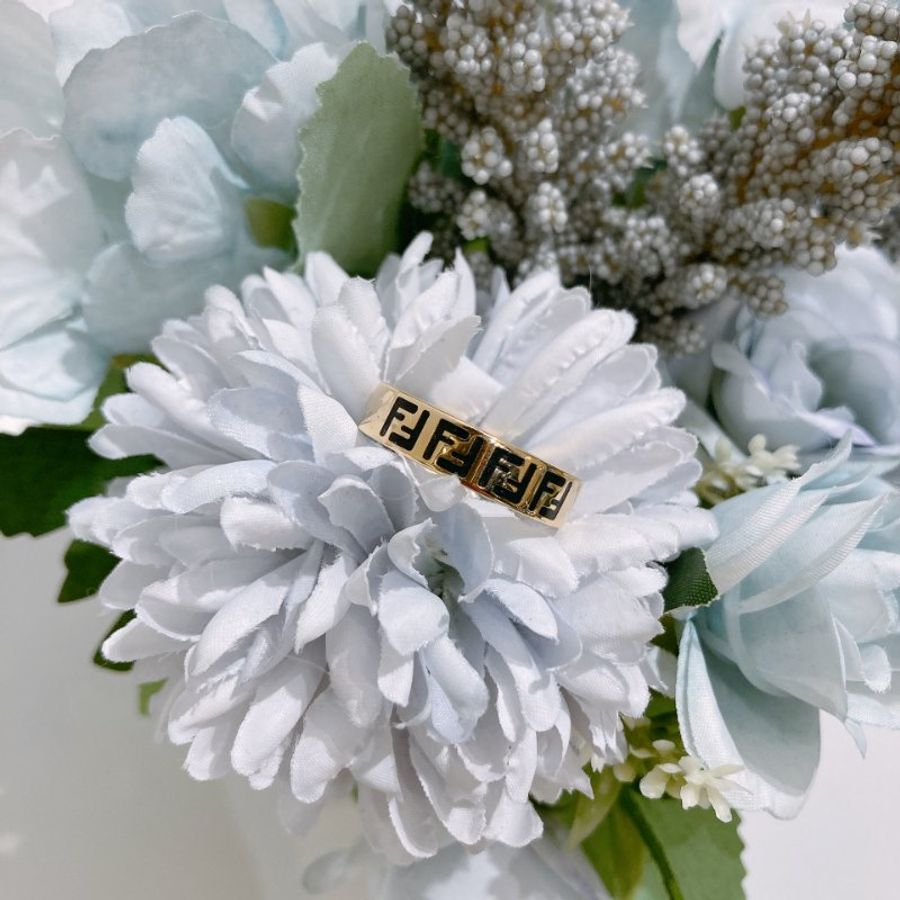 TW4897 Fendi 芬迪經典花紋戒指 Anello Forever Ring Size L Black x GHW-0